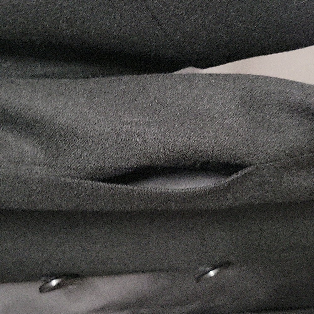 Women's Braefair Vintage Black Wool Mix Overcoat, Size 12 - Picture 12 of 16